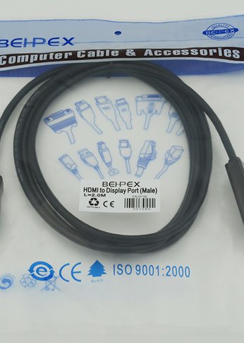 Кабель HDMI (m) DisplayPort (m) 2м черный