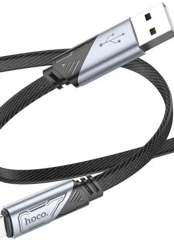 Кабель Hoco U119 Machine iP USB (m)-Lightning (m) 1.2м черный коробка плоский