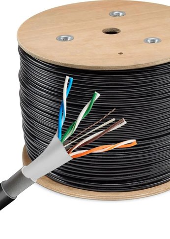 Кабель сетевой Buro BU-CCA-050-FTP-OUTDOOR FTP 4 пары solid 0.5мм CCA 305м черный