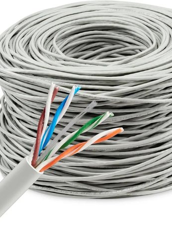 Кабель сетевой Buro UTP 4 пары cat5E solid 0.48мм CCA 305м серый