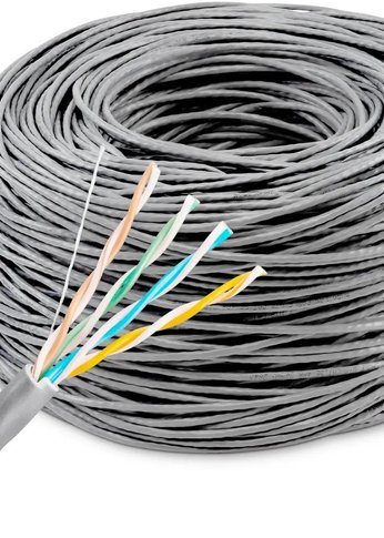 Кабель сетевой Buro UTP 4 пары cat5E solid 0.48мм Cu 305м серый