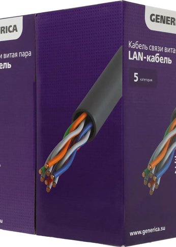 Кабель сетевой ITK Generica BC1-C502-111-305-G кат.5 U/UTP не экранированный 2X2X24AWG PVC внутренний 305м серый