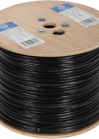 Кабель сетевой Ningbo UTP 4 пары cat5E solid 0.5мм Cu molded 305м черный outdoor стальной трос