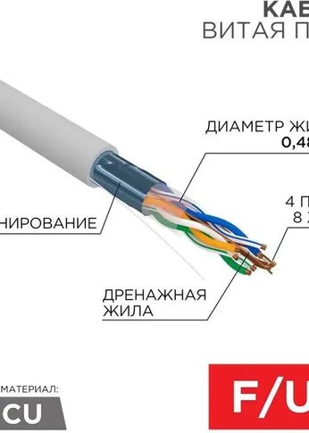 Кабель сетевой Proconnect экран. (01-0152) FTP CAT5e 4 пары (305м) 0.51 мм