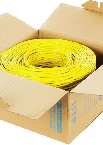 Кабель сетевой UTP 4 пары cat5E solid 0.45мм CCA 305м желтый