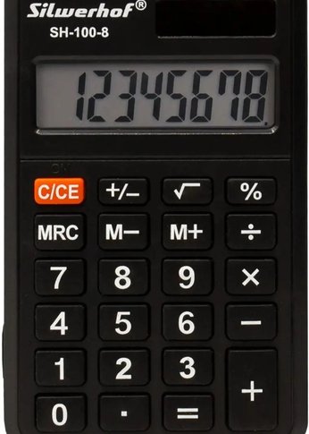 Калькулятор карманный Silwerhof SH-100-8 черный 8-разр.