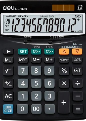 Калькулятор настольный Deli Core E1630 черный 12-разр.