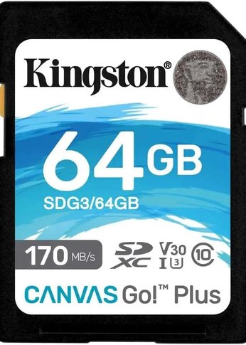 Карта памяти Kingston 64GB SDXC Canvas Go Plus 170R C10 UHS-I U3 V30/ Kingston 64GB SDXC Canvas Go Plus 170R C10 UHS-I U3 V30