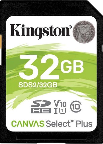 Карта памяти KINGSTON SDHC 32Gb Class10 SDS2/32GB Canvas Select Plus w/o adapter