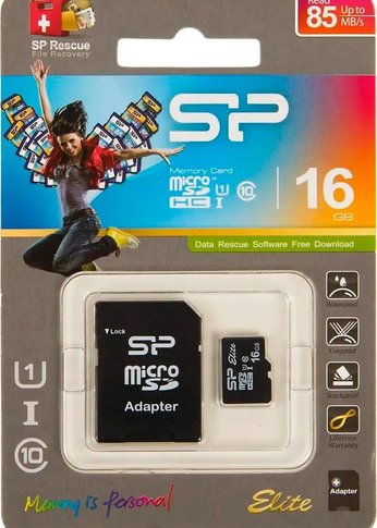 Карта памяти microSD 16GB Silicon Power Elite microSDHC Class 10 UHS-I (SD адаптер)