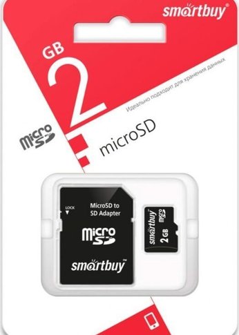 Карта памяти microSD 2GB Smartbuy SB2GBSD-01 +адаптер