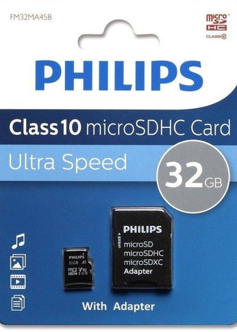 Карта памяти microSD 32GB PHILIPS microSDHC Class 10 (SD адаптер)