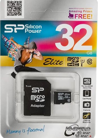 Карта памяти microSD 32GB Silicon Power Elite microSDHC Class 10 UHS-I (SD адаптер)