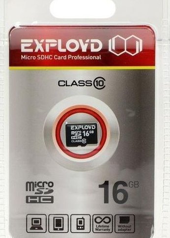 Карта памяти microSDHC 16GB Exployd EX0016GCSDHC10-W/A-AD Class10 - б/а