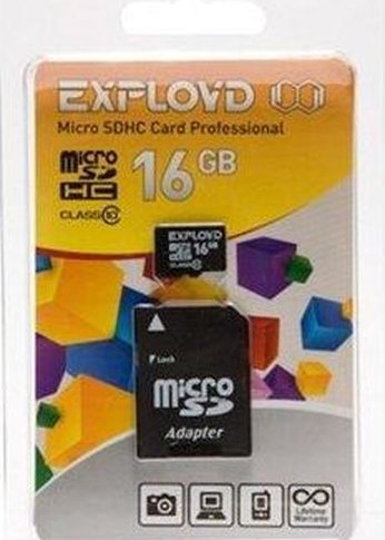 Карта памяти microSDHC 16GB Exployd EX016GCSDHC10-AD Class10 + адаптер SD