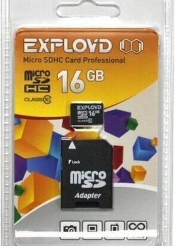 Карта памяти microSDHC 16GB Exployd EX016GCSDHC10UHS-1-ElU1 Class10 UHS-1 ELITE + адаптер SD (45 MB/s)