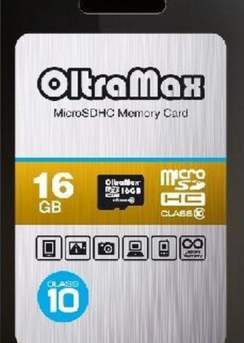 Карта памяти microSDHC 16GB Oltramax OM0016GCSDHC10-W/A-AD Class10