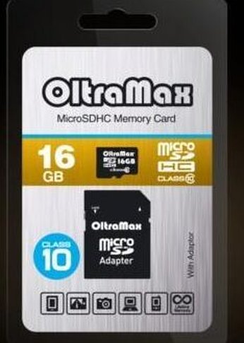 Карта памяти microSDHC 16GB Oltramax OM016GCSDHC10-AD + адаптер