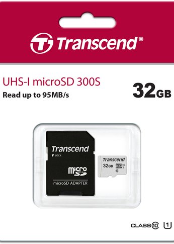 Карта памяти microSDHC 32Gb Class10 Transcend TS32GUSD300S-A + adapter