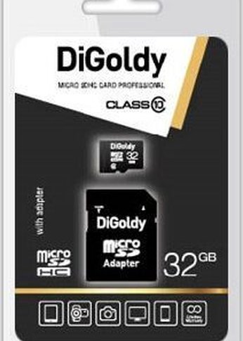 Карта памяти microSDHC 32GB Digoldy Class10 + адаптер SD