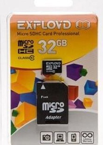 Карта памяти microSDHC 32GB Exployd EX032GCSDHC10-AD + адаптер