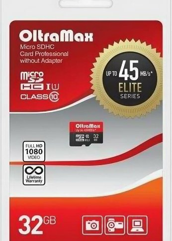 Карта памяти microSDHC 32GB Oltramax OM032GCSDHC10UHS-1-ElU1 w Class 10 UHS-1 Elite