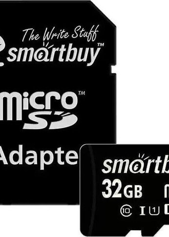 Карта памяти microSDHC 32GB Smartbuy SB32GBSDCL10-01LE Class10 LE + адаптер