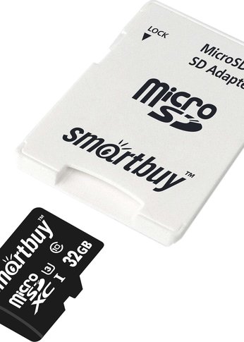 Карта памяти microSDHC 32GB Smartbuy SB32GBSDCL10U3-01 CLASS10 PRO U3 R/W: 90/70 MB/S (с адаптером SD)