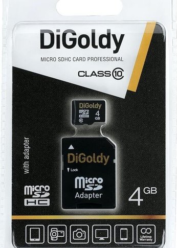 Карта памяти microSDHC 4GB Digoldy Class10 + адаптер SD