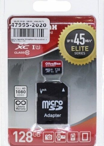 Карта памяти microSDXC 128GB Oltramax OM128GCSDXC10UHS-1-ElU1 Class 10 UHS-1 Elite