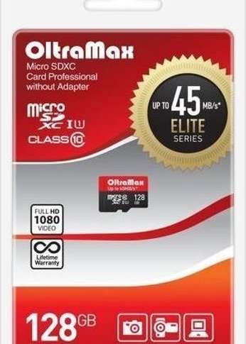 Карта памяти microSDXC 128GB Oltramax OM128GCSDXC10UHS-1-ElU1 w Class 10 UHS-1 Elite