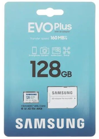 Карта памяти microSDXC 128Gb Samsung EVO Plus  (30/160 Mb/s, adapter) (MB-MC128SA/APC)