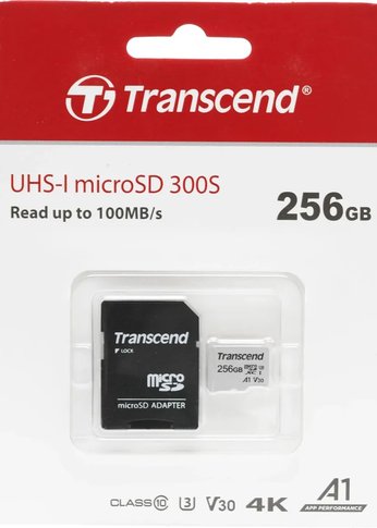 Карта памяти microSDXC 256Gb Class10 Transcend TS256GUSD300S-A + adapter