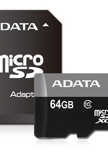 Карта памяти microSDXC 64Gb Class10 A-Data AUSDX64GUICL10-RA1 + adapter