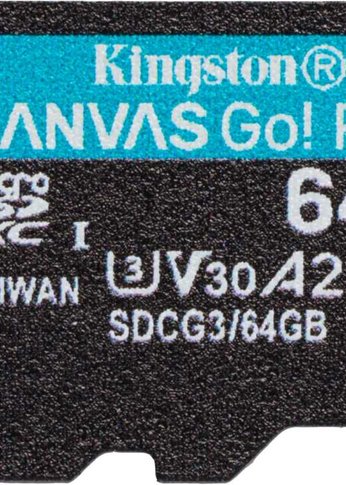 Карта памяти microSDXC 64Gb Class10 Kingston SDCG3/64GbSP Canvas Go! Plus w/o adapter