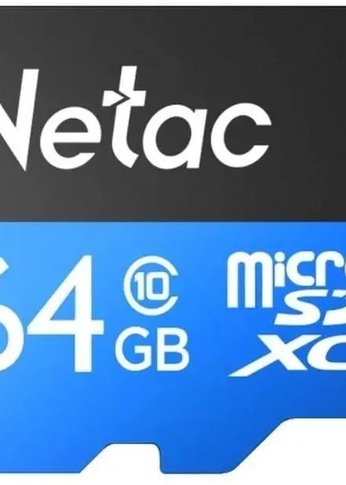 Карта памяти microSDXC 64Gb Class10 Netac NT02P500STN-064G-R P500 + adapter