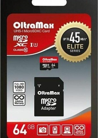 Карта памяти microSDXC 64Gb Oltramax OM064GCSDXC10UHS-1-PrU3 Class 10