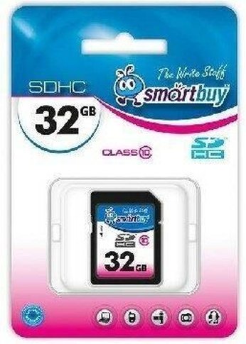 Карта памяти SDHC 32GB Smartbuy SB32GBSDCL10-00 Class10