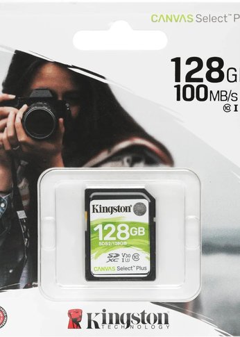 Карта памяти SDXC 128Gb Class10 Kingston SDS2/128Gb Canvas Select Plus w/o adapter