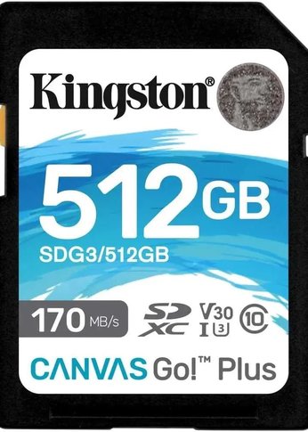 Карта памяти SDXC 512Gb Class10 Kingston SDG3/512Gb Canvas Go! Plus w/o adapter