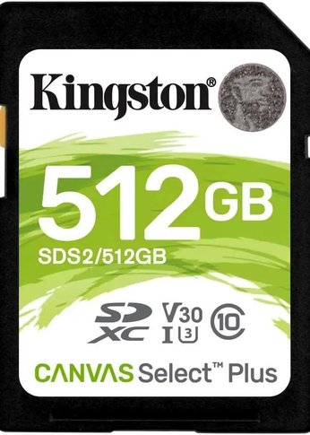 Карта памяти SDXC 512Gb Class10 Kingston SDS2/512Gb Canvas Select Plus w/o adapter