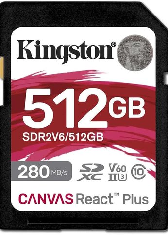 Карта памяти SDXC 512GB Kingston SDR2V6/512GB Canvas React Plus w/o adapter