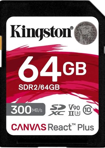 Карта памяти SDXC 64Gb Class10 Kingston SDR2/64Gb Canvas React Plus w/o adapter