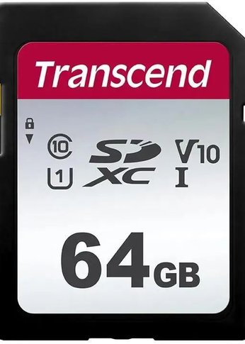 Карта памяти SDXC 64Gb Class10 Transcend TS64GSDC300S 300S w/o adapter