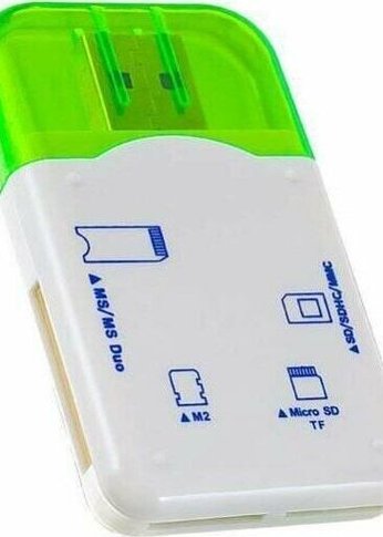 Картридер Perfeo PF-VI-R010 Green SD/MMC+Micro SD+MS+M2 Card Reader USB зеленый