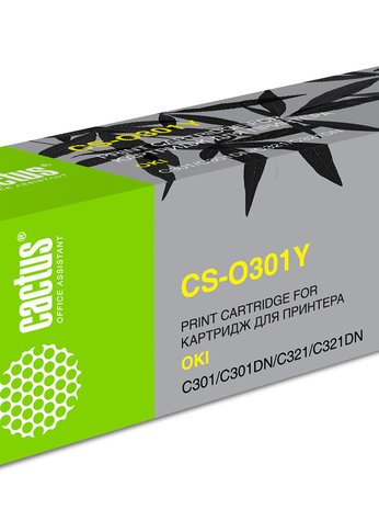 Картридж лазерный Cactus 44973541 CS-O301Y 44973541 желтый (1500стр.) для Oki C301/321