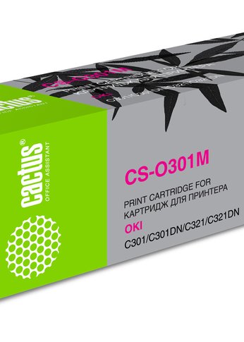 Картридж лазерный Cactus 44973542 CS-O301M 44973542 пурпурный (1500стр.) для Oki C301/321