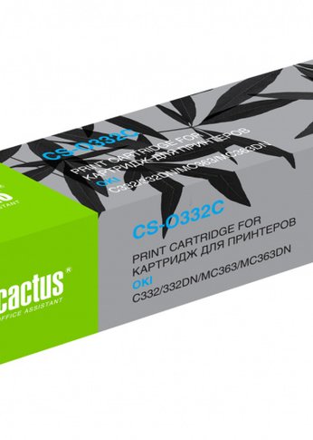 Картридж лазерный Cactus 46508735 CS-O332C 46508735 голубой (3000стр.) для Oki C332/MC363