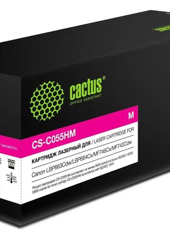 Картридж лазерный Cactus CS-C055HM 055 H M пурпурный (5900стр.) для Canon LBP663Cdw/LBP664Cx/MF746Cx/MF742Cdw/MF744Cdw