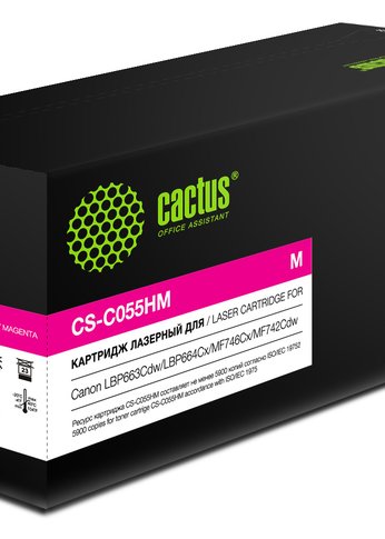 Картридж лазерный Cactus CS-C055HM 055 H M пурпурный (5900стр.) для Canon LBP663Cdw/LBP664Cx/MF746Cx/MF742Cdw/MF744Cdw